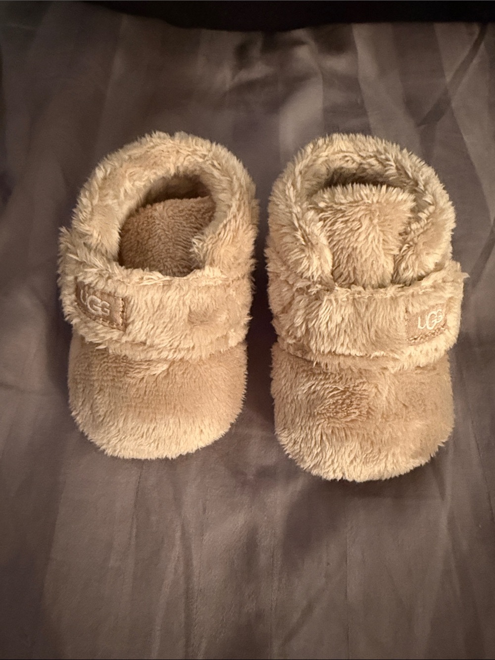 UGG Infant Plush Shearling Walker Booties - Chestnut Tan